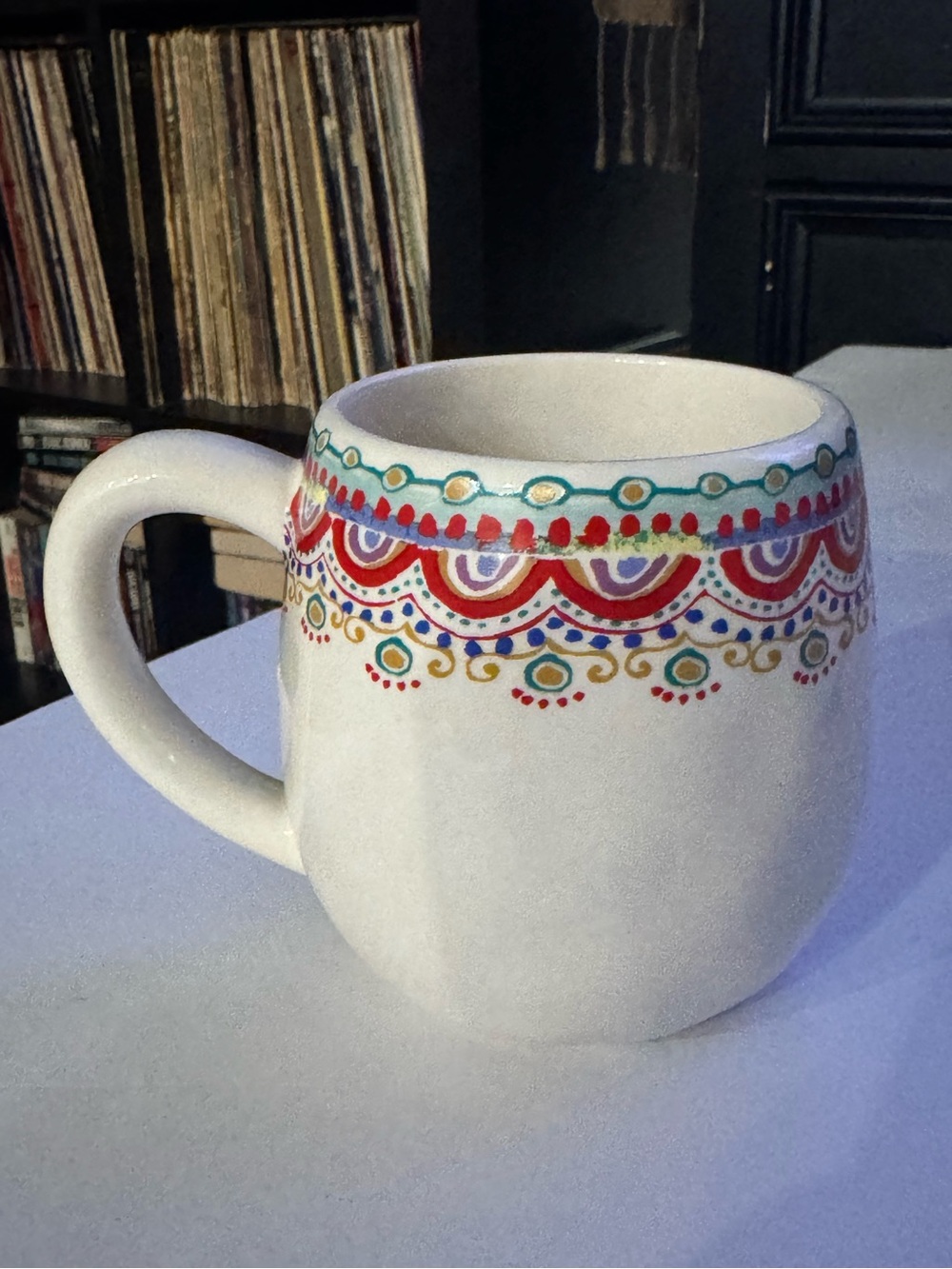 NATURAL LIFE Boho Cup of Happy Mug, Multicolor Decorative Border, Discontinued - Picture 2 of 8